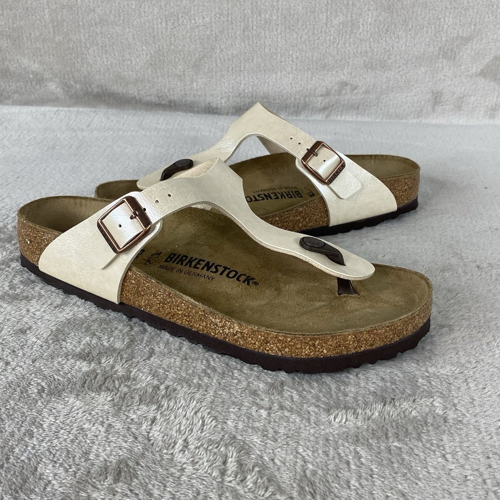 Birkenstock Gizeh Sandals Womens US 6 EU 37 Pearl White Birko Regular Fit NEW - Picture 3 of 10